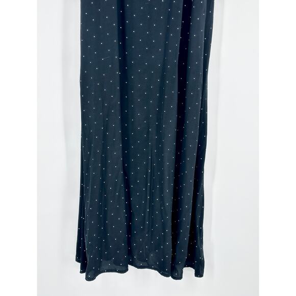 A New Day Women's Polka Dot Midi Dress Size Medium Black Long Sleeve V-Neck NWT - Picture 4 of 13